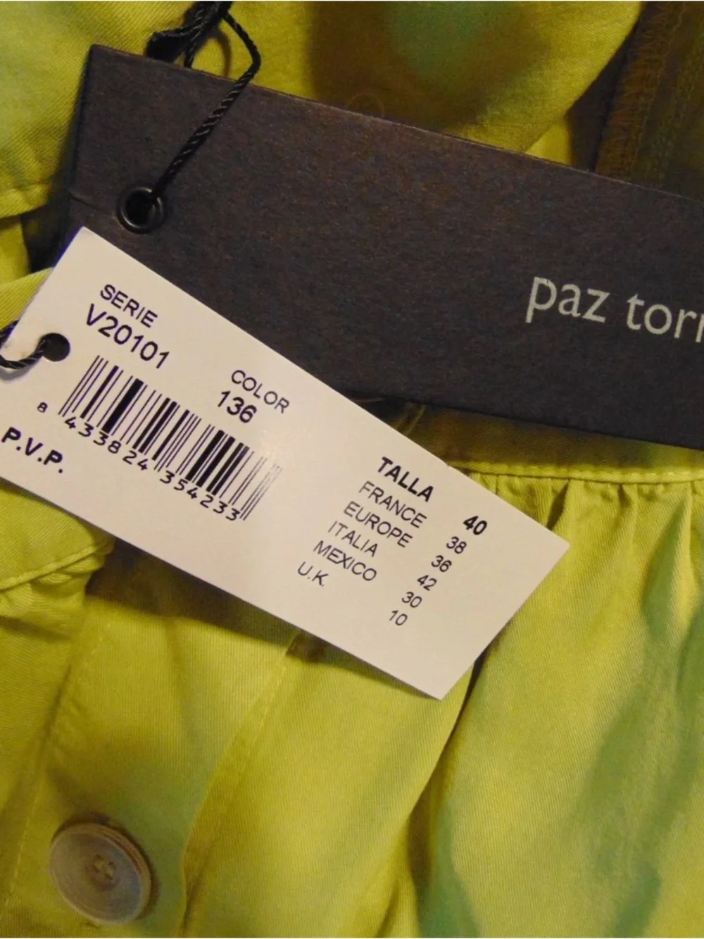 Paz Torras Lime Green Cargo Midi Skirt Button Front NWT Size 8